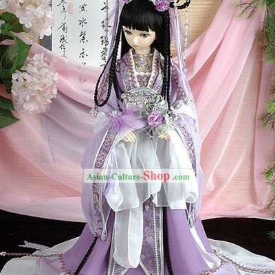 Ancient Chinese Imperial Empress Purple Costumes, Hair Accessoreis and Wig Complete Set