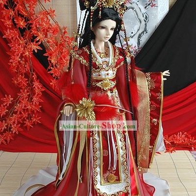 Ancient Chinese Imperial Princess Wedding Dress, Headwear and Long Wig