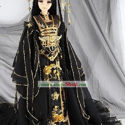 Ancient Chinese Palace Empress Costumes, Hair Accessories and Long Wig Complete Set