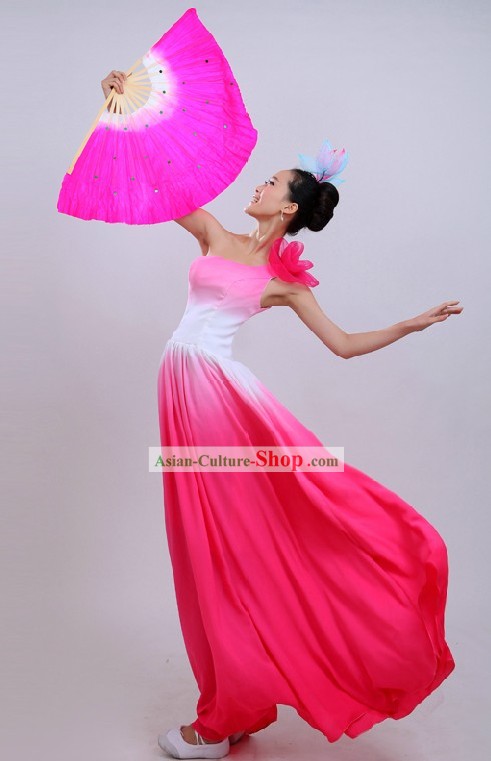 Chinese Color Transition Fan Dancing Costume for Women
