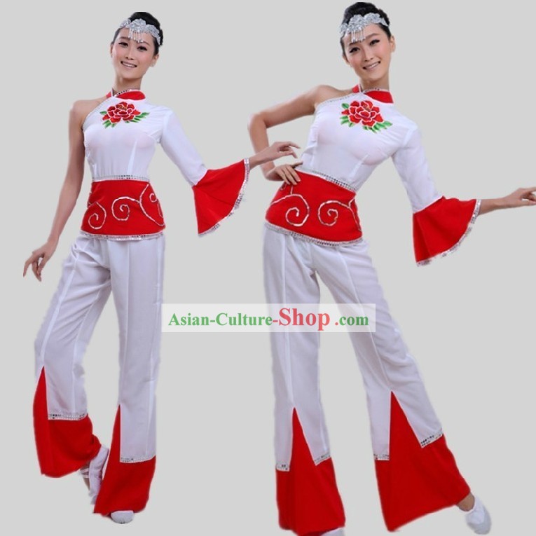Chinese White Peony Dance Costume for Women