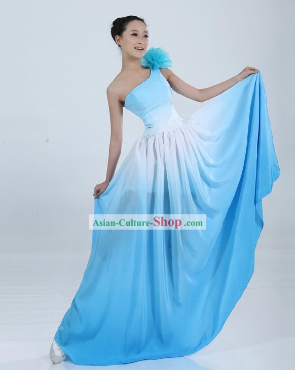 Blue and White Color Transition Choir Singing Group Costumes for Women