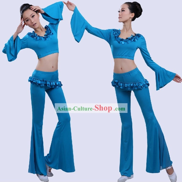 Chinese Stage Performance Blue Dance Costumes for Women