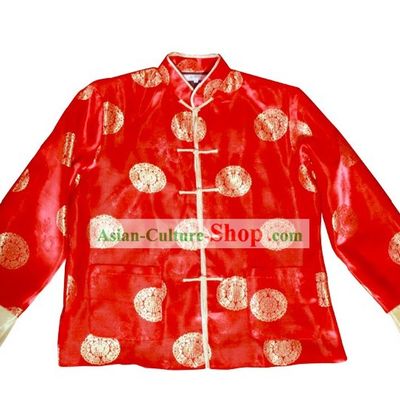 Ancient Chinese Lucky Red Dragon Wedding Blouse for Bridegrooms