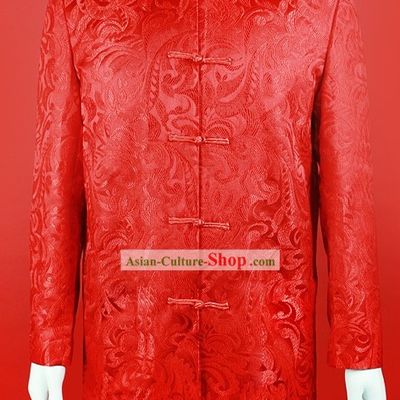Traditional Chinese Red Wedding Blouse for Bridegrooms