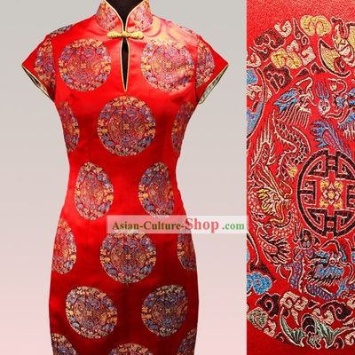 Traditional Chinese Red Silk Tang Skirt for Women