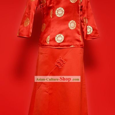 Chinese Old Style Red Xiao Feng Xian Wedding Suit