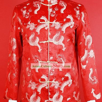 Stunning Red Dragon Tang Suit for Bridegroom