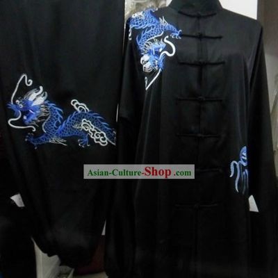 Black Silk Dragon Kung Fu Dress for Men
