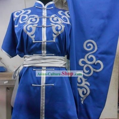 Blue Silk Kung Fu Tournaments Costumes for Men or Women
