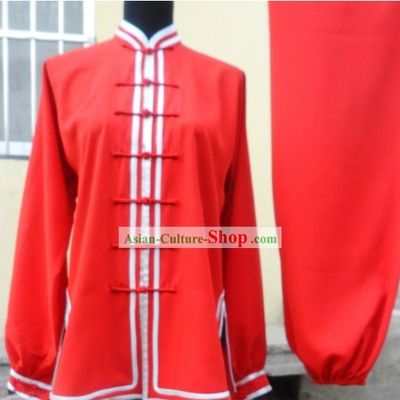Traditional Red Kung Fu Tournament Uniform for Women or Men