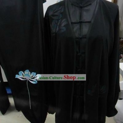 Professional Black Silk Tai Chi Men Suit