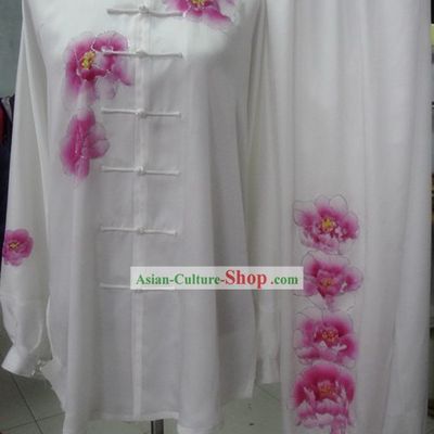 Supreme Silk Embroidered Flower Kung Fu Master Competition Uniform Complete Set
