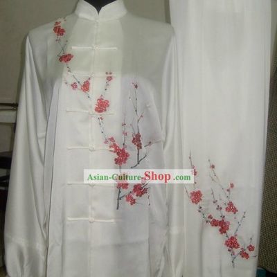 Supreme Silk Embroidered Plum Blossom Kung Fu Competition Costumes Complete Set