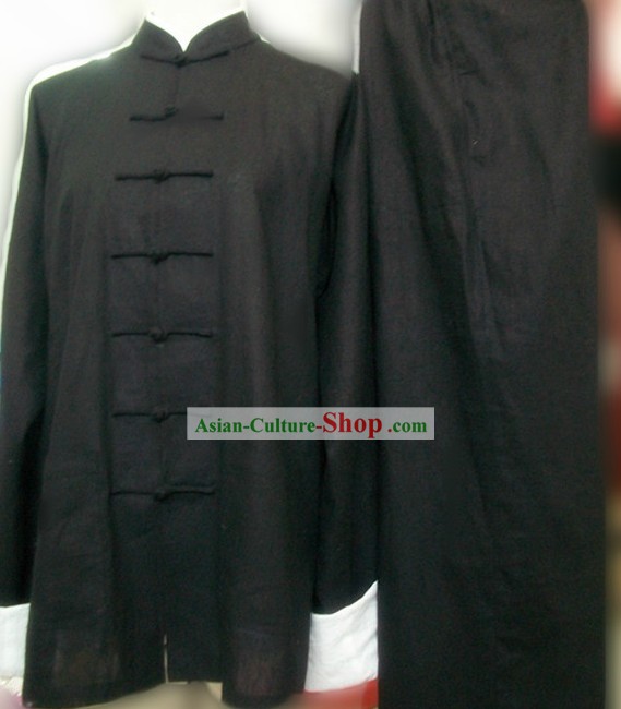 Black Bruce Lee Kung Fu Fighting Cotton Suit
