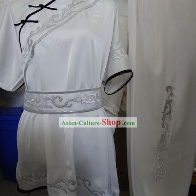 Traditional Silk White Martial Arts Competition Uniform
