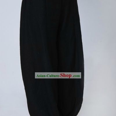 Traditional Black Cotton Wushu Pants