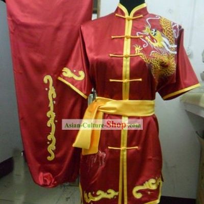 Stunning Silk Dragon Kung Fu Performance Costumes for Men