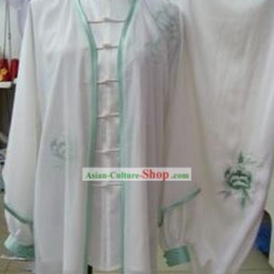 White Silk Martial Arts Clothes and Cape for Women