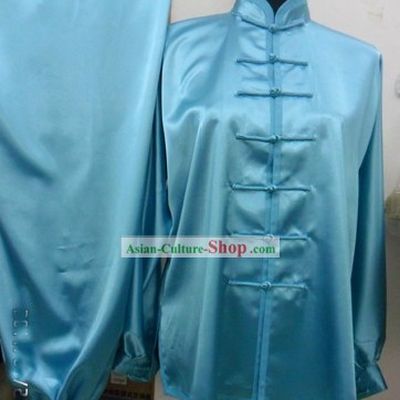 Pure Silk Sky-blue Kung Fu Dress for Men