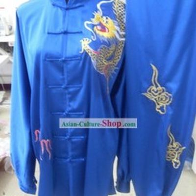 Silk Blue Dragon Kung Fu Dress for Men