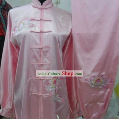 Pink Silk Lotus Kung Fu Wu Shu Uniform for Women