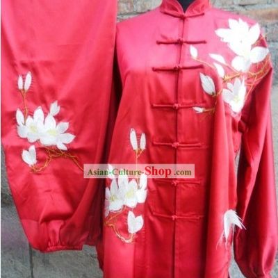 Professional Red Silk Tai Chi Costumes for Women