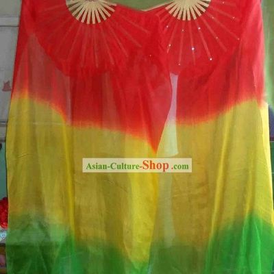 Three Color Transition Silk Dance Fan