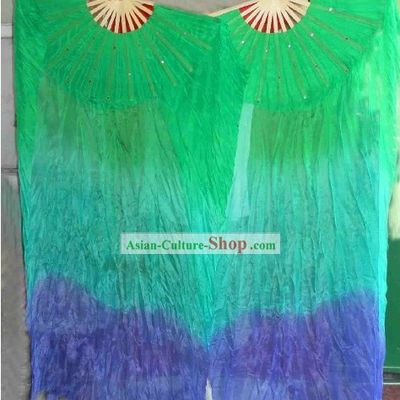 Traditional Three Color Transition Silk Dance Fan