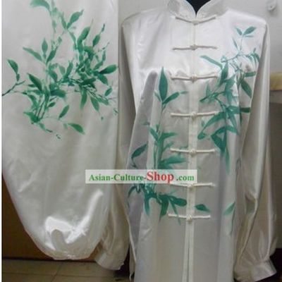White Martial Arts Competition Silk Uniform for Men