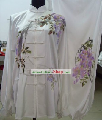 Traditional Chinese Hand Painted Flower Martial Arts Competition Clothing