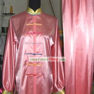 Pink Silk Martial Arts Competition Uniforms for Women
