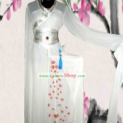 Ancient Chinese Long White Sleeve Dance Costume