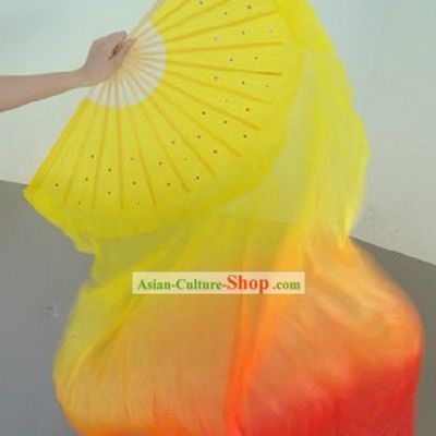 Chinese Silk Flame Color Transition Dance Fan