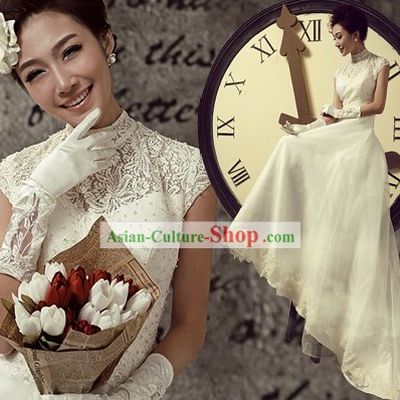 Traditional Chinese Qipao Style Wedding Veil Bridal Dress for Brides
