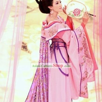 Ancient Chinese Tang Dynasty Empress Costumes and Headwear Complete Set