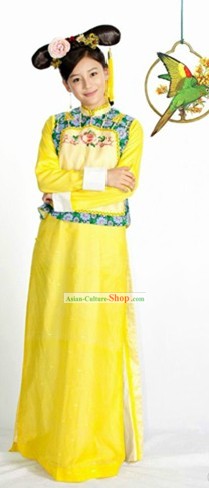 Ancient Chinese Qing Dynasty Princess Dress, Wig and Hair Accessories
