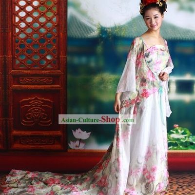Ancient Chinese Tang Dynasty Princess Long Tail Clothes Complete Set
