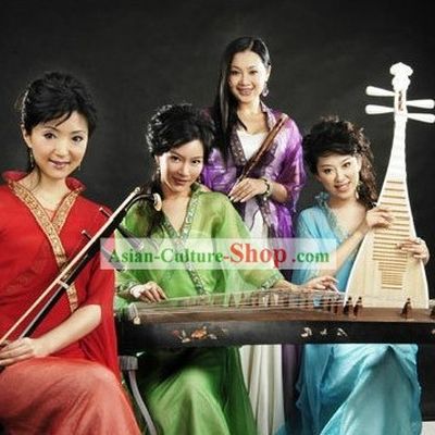 Traditional Chinese Musician Costumes Four Complete Sets for Women
