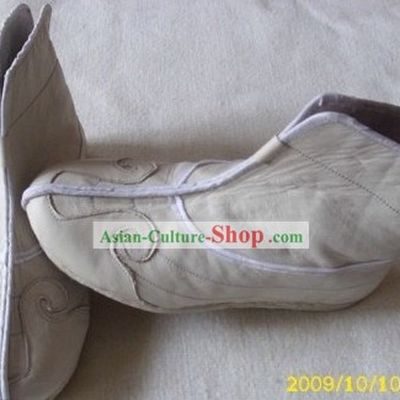 Traditional Chinese White Taoist Cloud Boots for Men