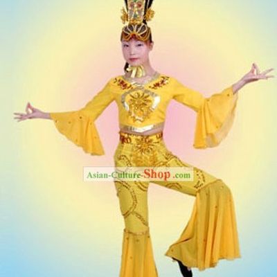 Ancient Chinese Palace Fei Tian Flying Fairs of Dunhuang Mural Dance Costumes Complete Set