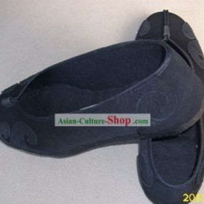 Traditional Chinese Black Taoist Cloud Shoes for Men
