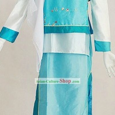 Qing Dynasty Blue Palace Maid Costumes for Women