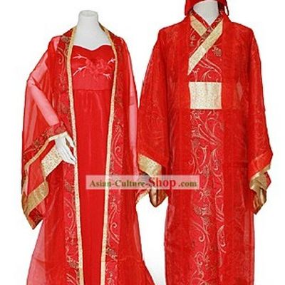 Ancient Chinese Wedding Dresses Two Complete Sets for Men and Women