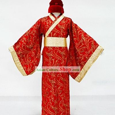 Ancient Chinese Wedding Dress and Hat for Bridegroom