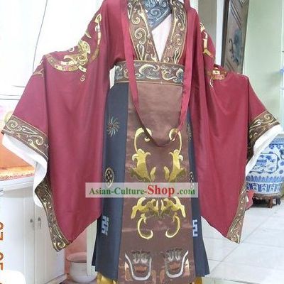 Ancient Chinese Palace Emperor Clothes and Hat Complete Set