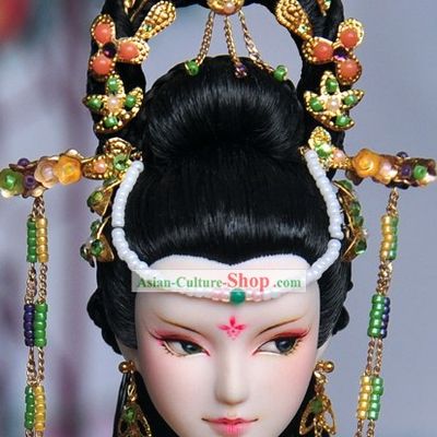 Ancient Chinese Queen Hair Accessories and Long Wig