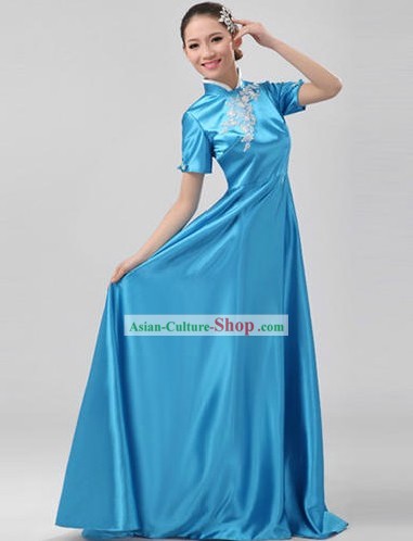 Blue Traditional Chinese Musician Dress for Women
