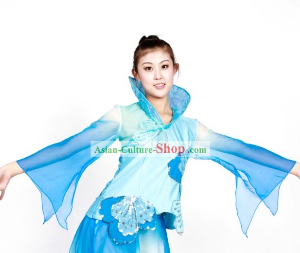 Chinese Blue Classic Dancing Costumes for Women