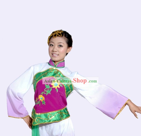 Chinese Classic Yangge Fan Dance Costumes for Women
